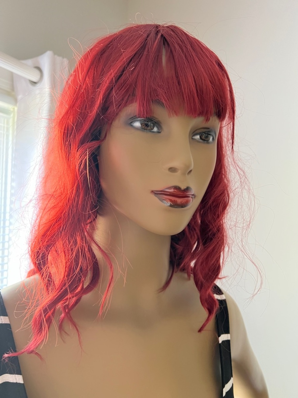 Amazon Red Wavy Wig with Fringe